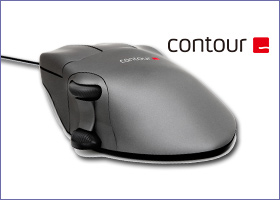 米国コンター社のコンターマウス。形が理想的で手の大きさによって選べるエルゴノミックなマウス。